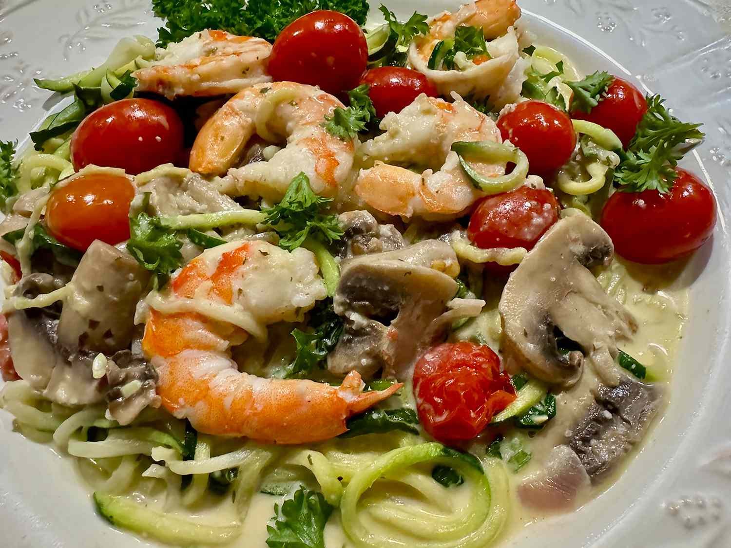 Zoodles with Boursin and Shrimp